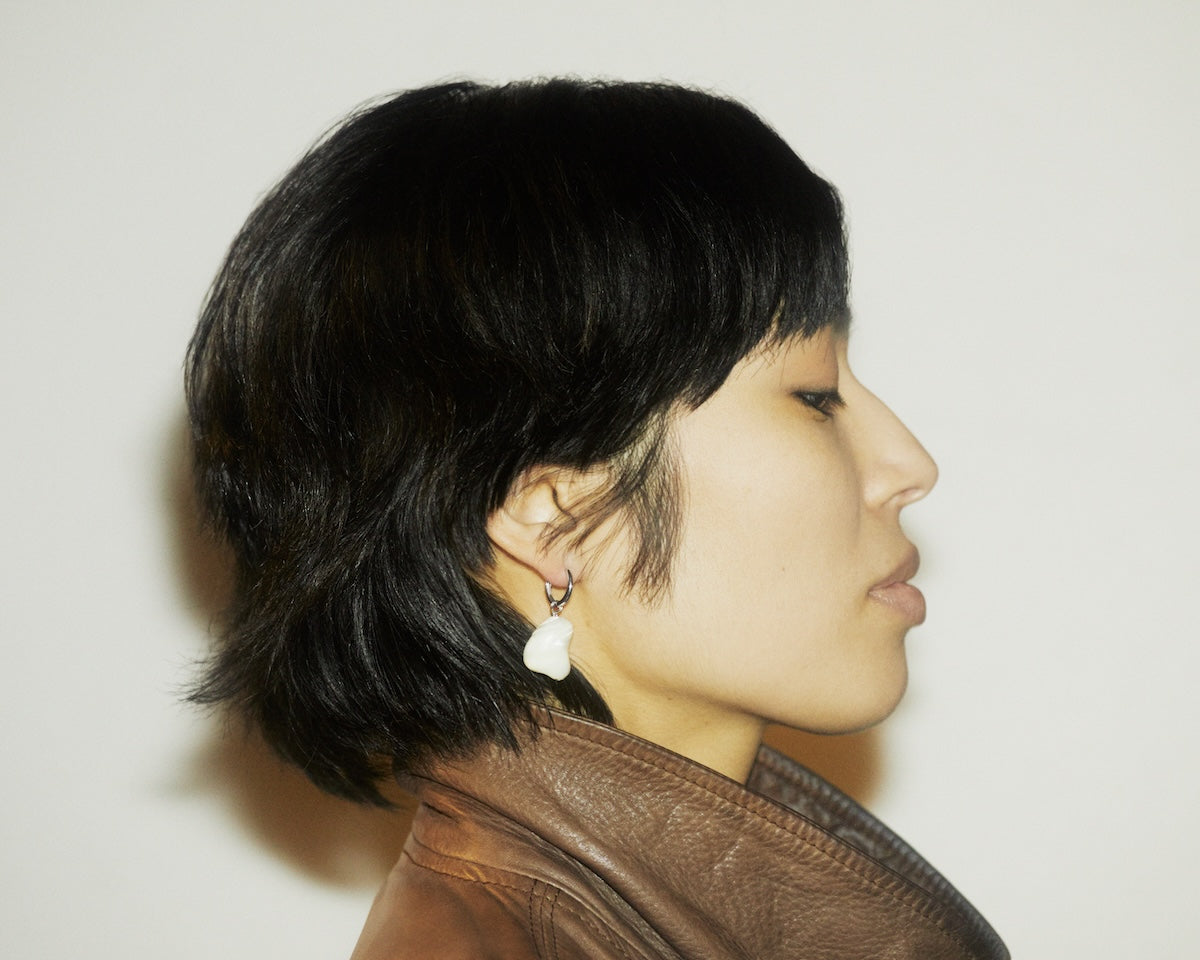 Baba Earring, WHITE SWIRL