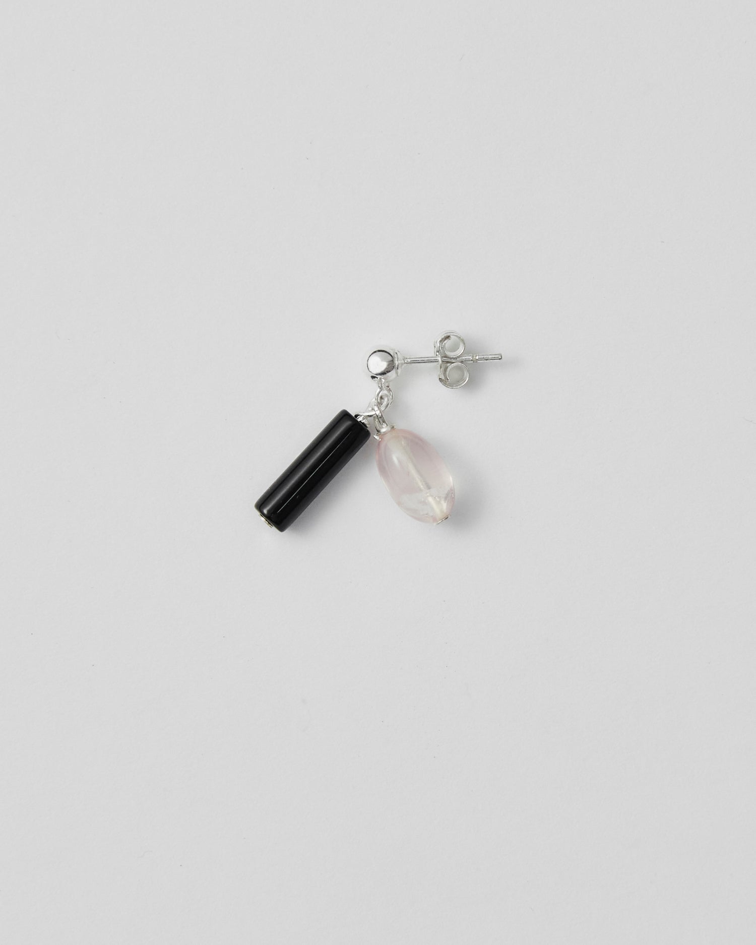 Bebecita Earring, ONYX/ROSE QUARTZ DROP