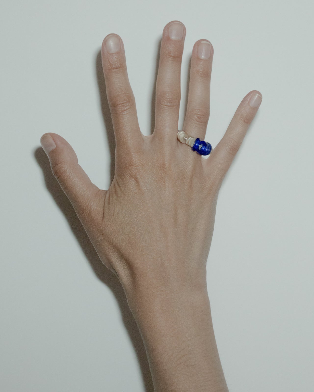 Lento Ring, BLUE GLASS SHELL