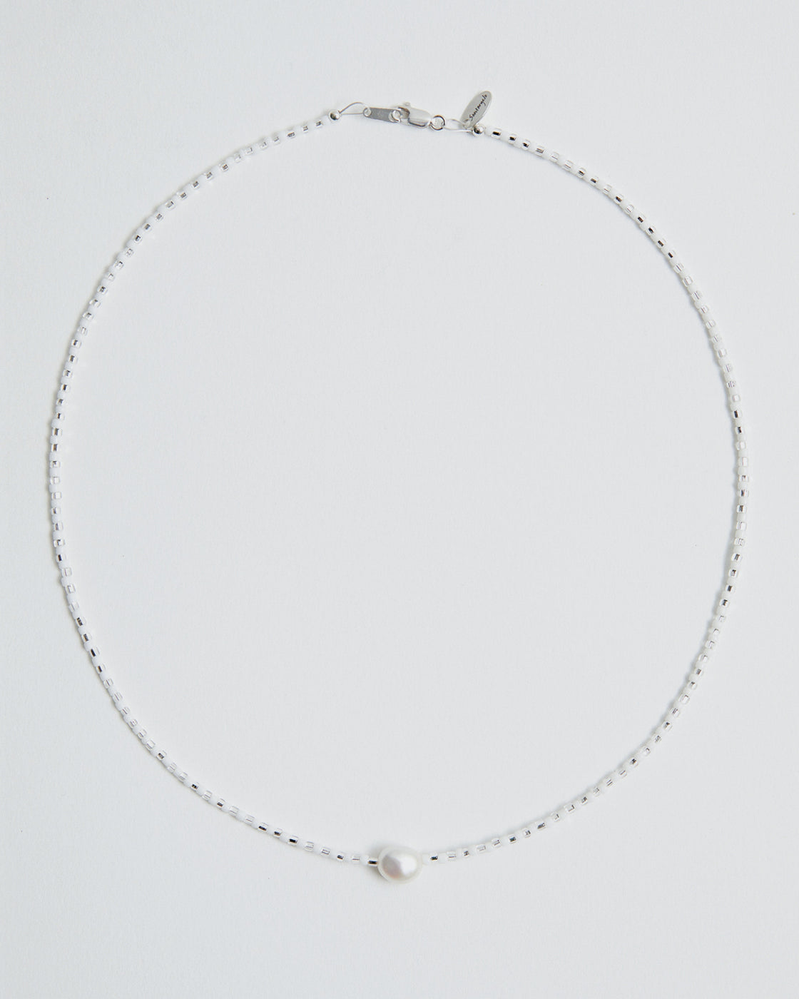 Somos Como Niños Necklace, WHITE/SILVER